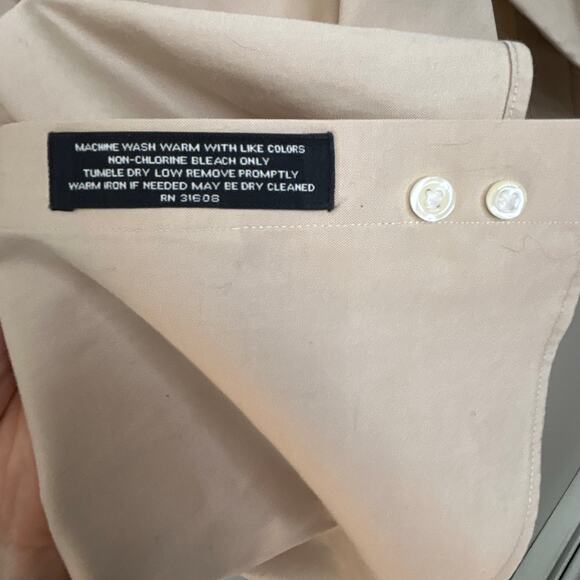 Jos A. Bank Tan Button Down-16.5/34 Mens Beige dress shirt Traveler Collection - Picture 5 of 5